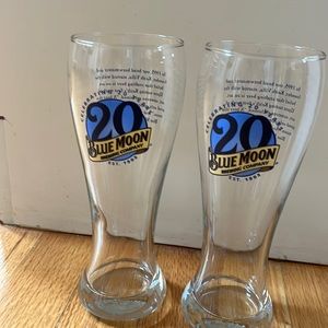 Set of two Blue Moon Brewing Company beer glasses